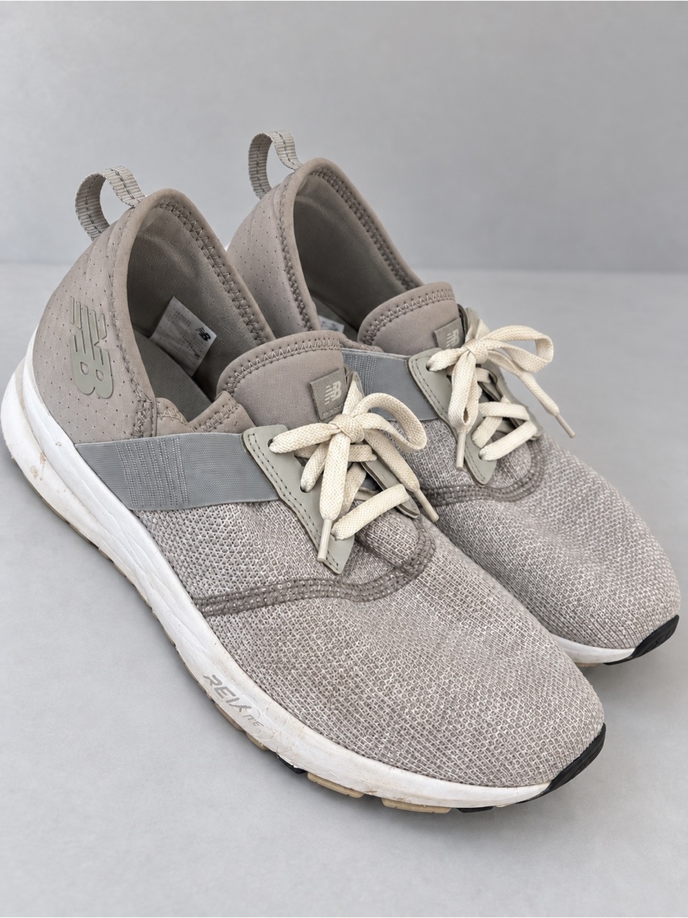 New Balance Taupe Gray Knit Slip-On Sneakers